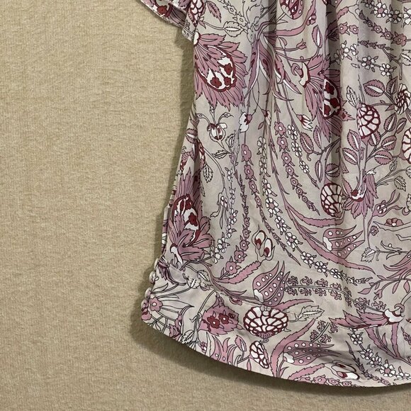 Chase Blouse Women's Small Purple Floral Short Sleeves - Picture 9 of 11